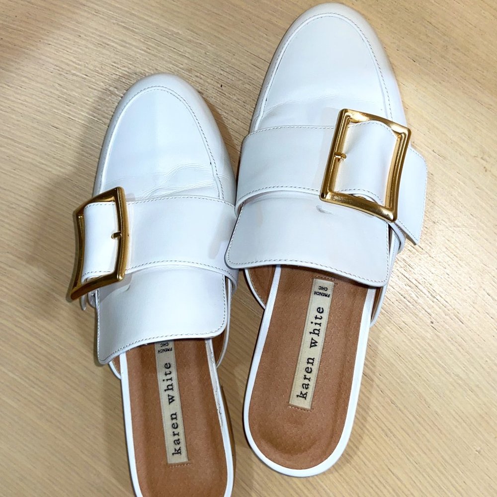 Karen White leather Mules sz 225 (5/4.5)